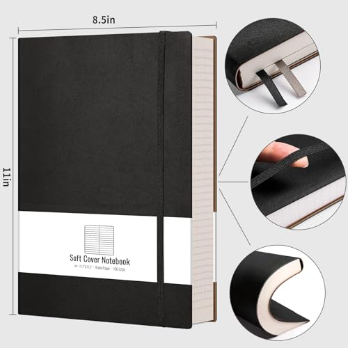 AHGXG College Ruled Notebook, 320 Pages, Large Journal A4 (8.5''×11') - color: Black, size: A4