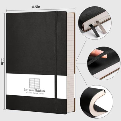 AHGXG College Ruled Notebook, 320 Pages, Large Journal A4 (8.5''×11') - color: Black, size: A4