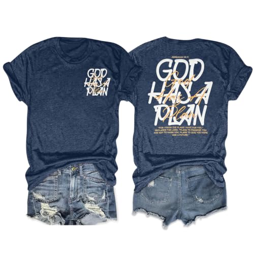 Christian Shirts for Women Religious Saying Tshirt Bible Verse Tee Tops - color: 02-dark Blue, size: Small