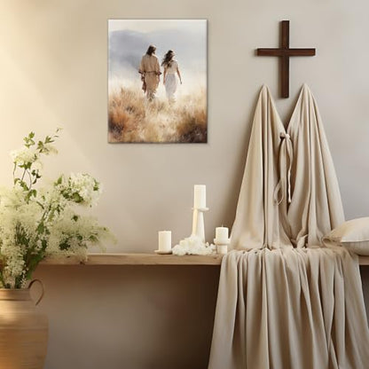 Christian Good Shepherd Wall Art Jesus Canvas Print Picture Framed - color: color-E