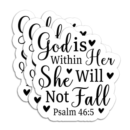 (3Pcs) God is Within Her She Will Not Fall Inspirational Christian Sticker - color: God is Within Her She Will Not Fall Heart