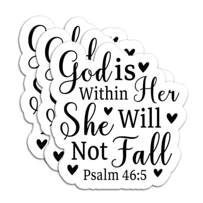 (3Pcs) God is Within Her She Will Not Fall Inspirational Christian Sticker - color: God is Within Her She Will Not Fall Heart