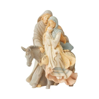 Enesco Foundations the Holy Family with a Donkey Figurine, 5.16 Inch, Multicolor