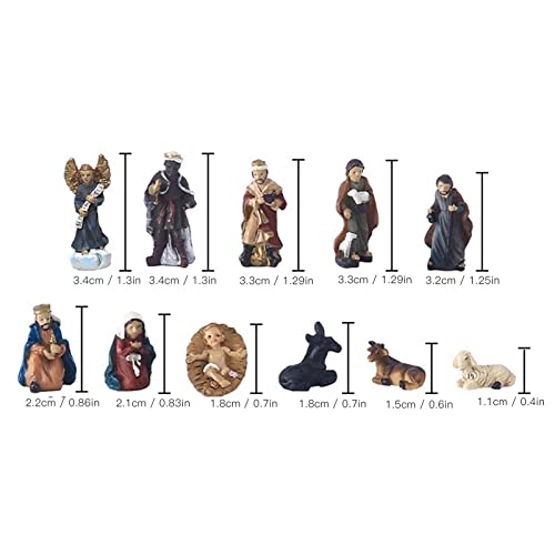 Tnfeeon 11 Pcs Christmas Indoor Resin Nativity Figurine Set Collectible Countertop Nativity Figures Miniature Statue Holy Family Decor