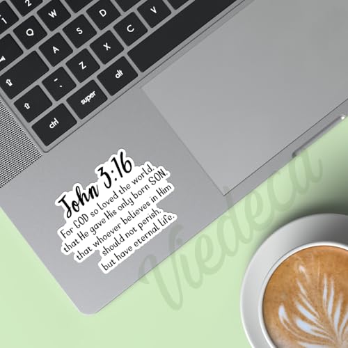 (3Pcs) Loved Christian Sticker Inspirational Quotes Bible Verse John 3:16 Jesus Vinyl Decals for Tumbler Kindles Laptop Water Bottles Books Phone - Size 3x2.2 Inch