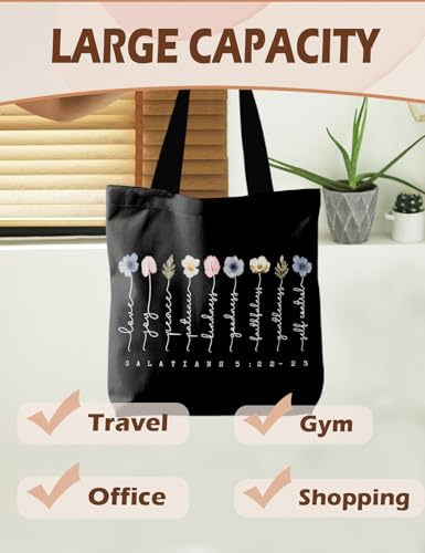 Bible Bags for Women, Christian Tote Bag, Gifts for Christian Women - color: Black
