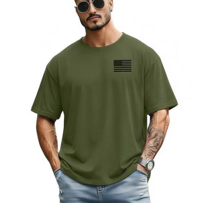 Men's Jesus Christian Shirts Christ America Flag Casual Tops - color: Green-one Nation Under God, size: Large