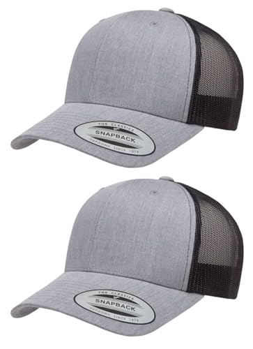 Yupoong Yp Classics Retro Trucker Cap - color: Heather/Black, size: One Size, style: 2 Pack