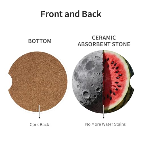 Watermelon Moon Car Cup Holder Coasters 2 Pack 2.63" for Women - color: Gray