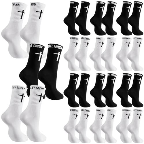 Chicingyou Christian Cross Socks for Men Youth, Us Size 6-12 - color: White, Black