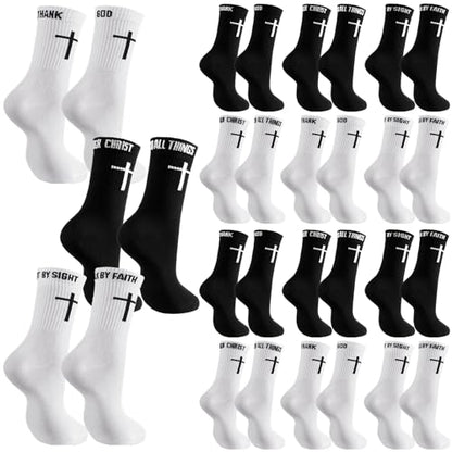 Chicingyou Christian Cross Socks for Men Youth, Us Size 6-12 - color: White, Black