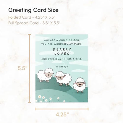 Cute Baptism Card - Religious Christian Bible Quote, Christening, First Communion, Confirmation, or Wedding Card - Prayer & Inspirational Card, Blank Inside, Thoughtful Gift (You are Wonderfully Made, Dearly Loved) - color: You Are a Child of God, You are