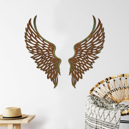 DUOOLN Angel Wings Metal Wall Decor Art, Abstract Butterfly Sculpture-Gold - color: Vintage Gold-2 Pcs Wings