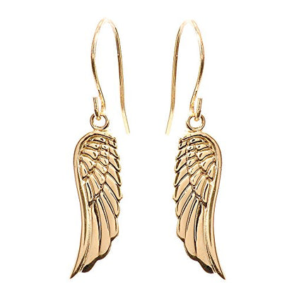 Fine 10k Yellow Gold Angel Wing Drop Earrings