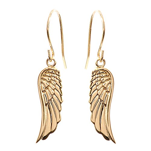 Fine 10k Yellow Gold Angel Wing Drop Earrings