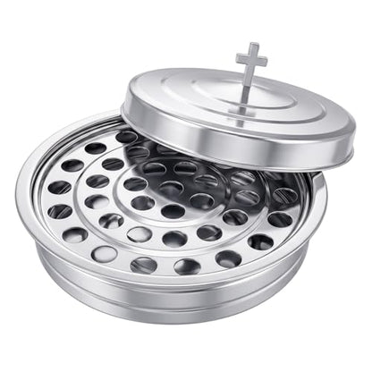 1Pc Stainless Steel Communion Tray with Lid – 40 Cup for Church – Silver - color: Silver