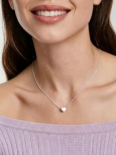 ChicSilver 925 Sterling Silver Cross/Heart/Butterfly/Star/Moon Necklace for Women, Hypoallergenic Dainty Small Silver Pendant Necklaces (with Gift Box) - style: 02.Heart