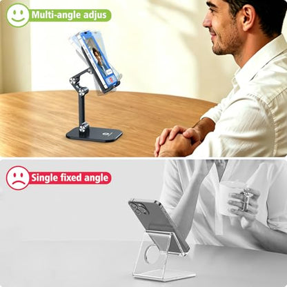 OCYCLONE Phone Stand for Desk, Foldable Cell Phone Stand Holder, Black - color: Black