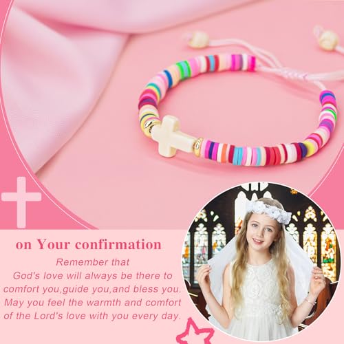 Cute Cross Bracelet Teen Girl Gifts Trendy Stuff Christian Gifts for Kids/Girls/Boys/Teens/Women Jewelry Colorful Jesus Bracelets Christmas Religious Communion Baptism Confirmation Gifts - color: 2-Confirmation