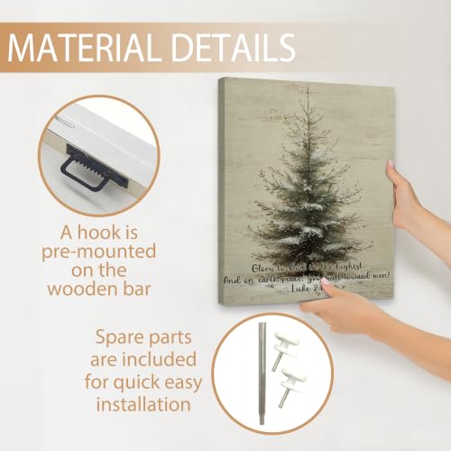 KSDUT Christian Christmas Pine Tree Framed Wall Art 11x14 Inch - color: Christmas-15
