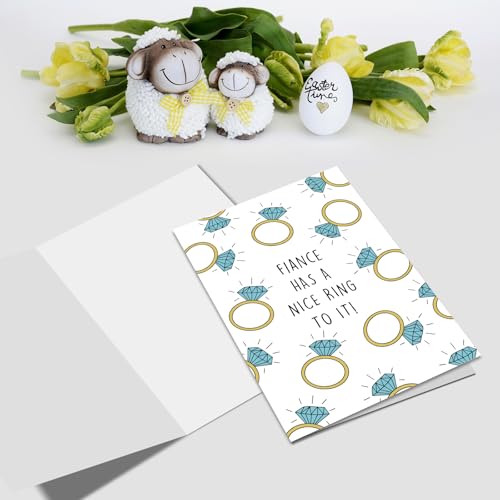 Nchigedy Funny Engagement Cards for Him Her, Engaged Congratulations Card for Couples Newly Engaged, Engagement Card for Friend Son Daughter, Fiance Has A Nice Ring To It - color: #15