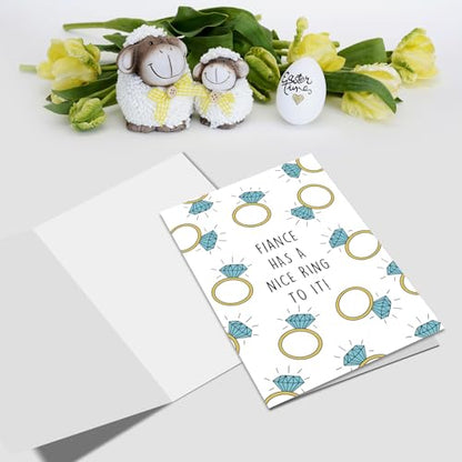 Nchigedy Funny Engagement Cards for Him Her, Engaged Congratulations Card for Couples Newly Engaged, Engagement Card for Friend Son Daughter, Fiance Has A Nice Ring To It - color: #15