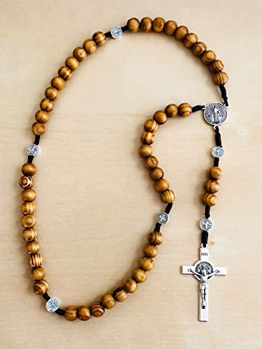 Handmade Olive Wood Catholic Rosary, Prayer Beads From Bethlehem Olive Wood Christian Prayer Beads Saint Benedict Rosary Christian Gift
