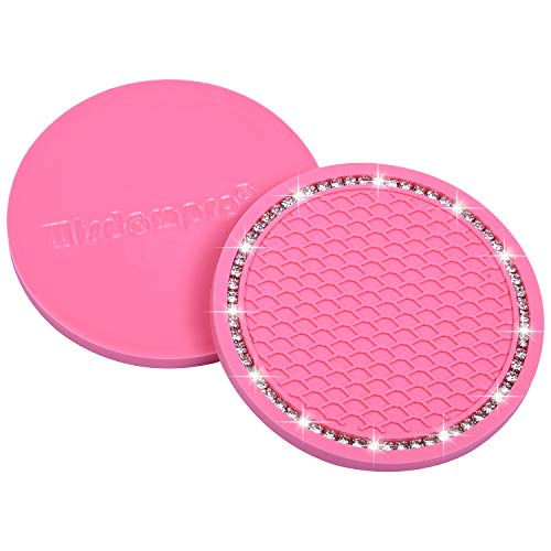 Wisdompro Bling Car Coasters, 2 Pack 2.75" Diameter Car Cup Coaster, Pink - color: Pink