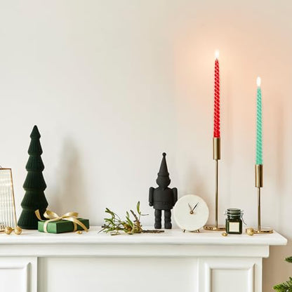 Whaline 8Pcs 10 Inch Christmas Spiral Taper Candles Red Green Dripless Twisted Wax Candles Long Unscented Candle Sticks for Xmas Home Party Supplies - color: Christmas