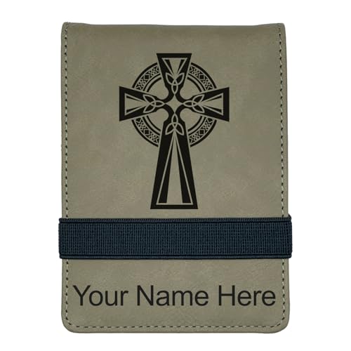 LaserGram Mini Padfolio with Notepad and Pen, Celtic Cross, Personalized Engraving Included (Light Brown) - color: Light Brown