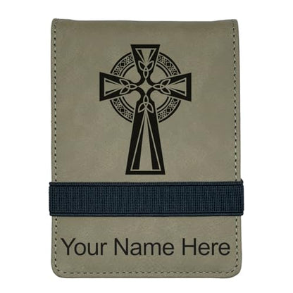 LaserGram Mini Padfolio with Notepad and Pen, Celtic Cross, Personalized Engraving Included (Light Brown) - color: Light Brown