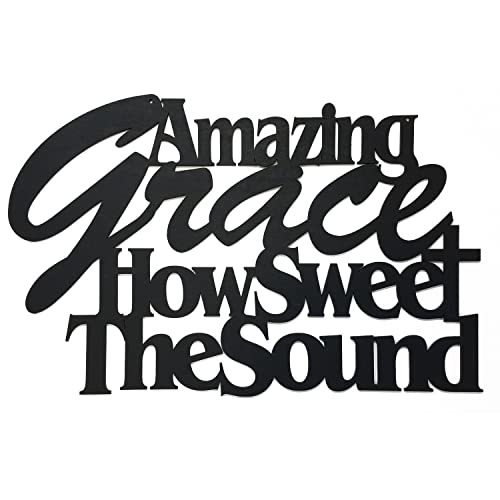Inspirational Word Art, Christian Faith Biblical Verse Wall Sign, Hand-Made Wooden Decoration Plaque for Home, Office, Church (Amazing Grace How Sweet The Sound) - color: Amazing Grace - How Sweet The Sound