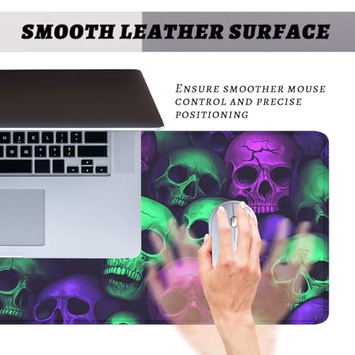 Neon Skull Gaming Mouse Pad Purple Green Gothic Halloween Skeleton Extended Keyboard Mouse Mat for Computer Office, Big Laptop Mouse pad, Gaming Pc 31.5x11.8 in - color: Neon Skull, size: 31.5L x 11.8W inches