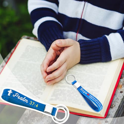 Sureio 24/48/100pcs God Father Christian Gifts Keychains Bulk with Bible Scripture Inspirational Keychains Church Vbs Gift - color: Vibrant Colors