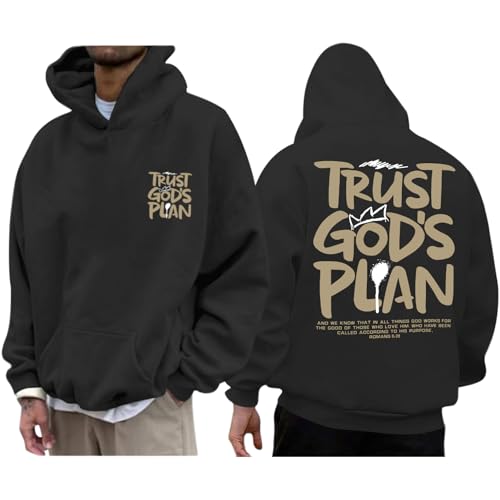 Christian Hoodies for Men Jesus Hoodie Religious God Sweatshirts Faith Bible Verse Sweatshirt Inspirational Pullover - color: Black, size: Small