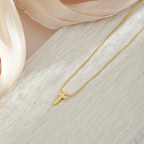VIROMY Gold Cross Necklace for Women - Dainty Diamond Cross Pendant Necklaces Non Tarnish Waterproof Necklace Simple Choker Minimalist Jewelry - style: F-Cross-Gold