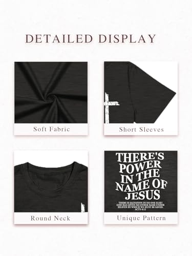 YHHR Christian Shirts for Men Faith Cross Bible Verse Graphic Tee - color: Deepgray, size: Large