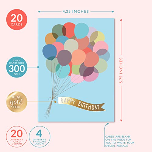 Sweetzer & Orange Happy Birthday Cards with Envelopes & Assortment Box. Variety Set of 20 Assorted Birthday Cards with Envelopes, Perfect Bulk Pack for Celebrations, Special Occasions, Friends - color: Fun