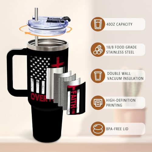 DUUV Faith over Fear Tumbler 40oz, Insulated Christian Gifts for Women Man - color: Not Fear Faith