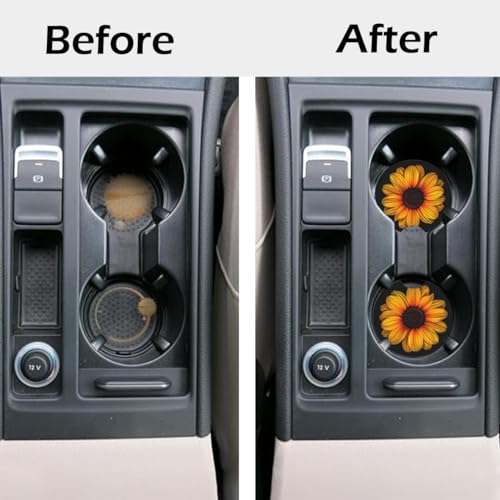KARREAL 2 Pcs Car Cup Coasters - Sunflower - color: Sunflower