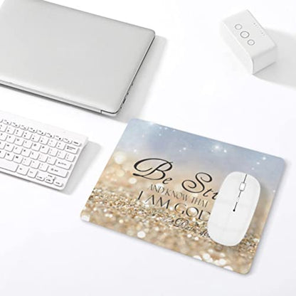 Christian Bible Verses Mouse Pad, Square Waterproof Non-Slip Rubber Base MousePad for Office Laptop, 9.5"x7.9"x0.12" Inch (Be Still) - color: S1013