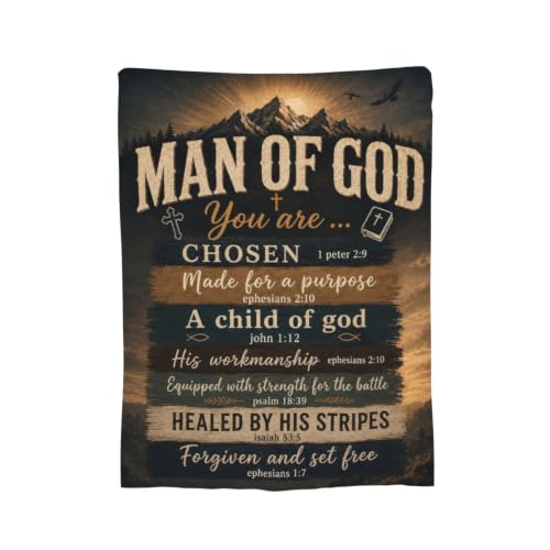 Christian Gifts for Men, Man of God Fleece Blanket, 50"x60" - color: Mountain Faith