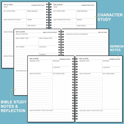 Heveboik Bible Study Journal – Church Notes Notebooks – Note Taking & Journaling Kit, 5.8" x 8.5", Black - color: Black