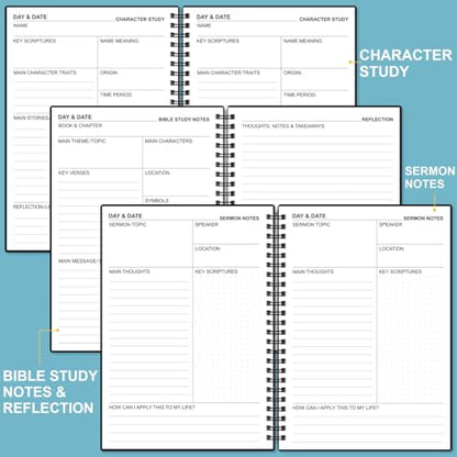 Heveboik Bible Study Journal – Church Notes Notebooks – Note Taking & Journaling Kit, 5.8" x 8.5", Black - color: Black