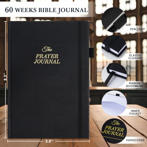 Prayer Journal for Men - 60 Weeks Bible Journal with Prompts, Verse - color: Black