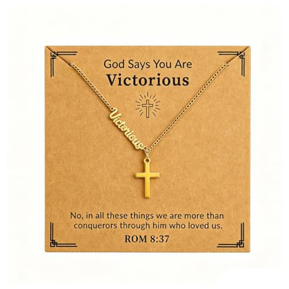 Faith Gold Cross Necklace for Women Christian Religiou Confirmation Jewelry - color: Victorious Gold