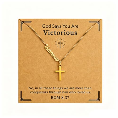 Faith Gold Cross Necklace for Women Christian Religiou Confirmation Jewelry - color: Victorious Gold