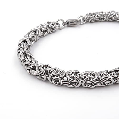 Steelmeup Stainless Steel Round Byzantine Chain Bracelet Unisex Men Women 6mm 7 8 9 Inches