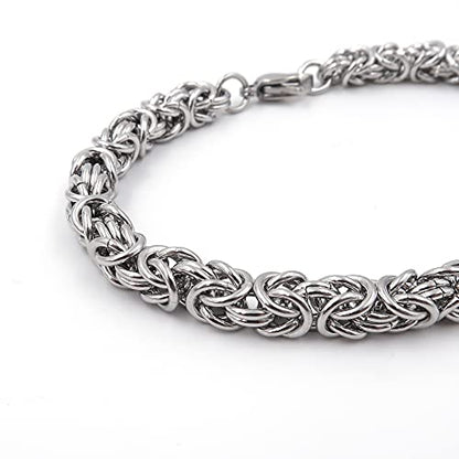 Steelmeup Stainless Steel Round Byzantine Chain Bracelet Unisex Men Women 6mm 7 8 9 Inches