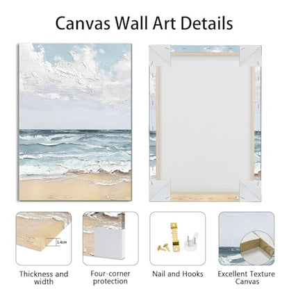 WENGTIAO Abstract Seascape Beach Canvas Wall Art Prints 16"x24"x3 - color: Coastal Beach, size: 16"x24"x3Pcs